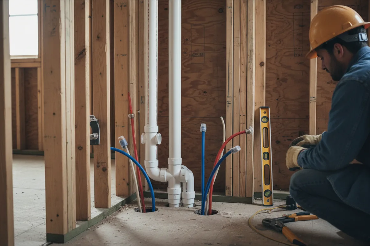 Drain and supply rough-in during Drain Cleaning in Altoona