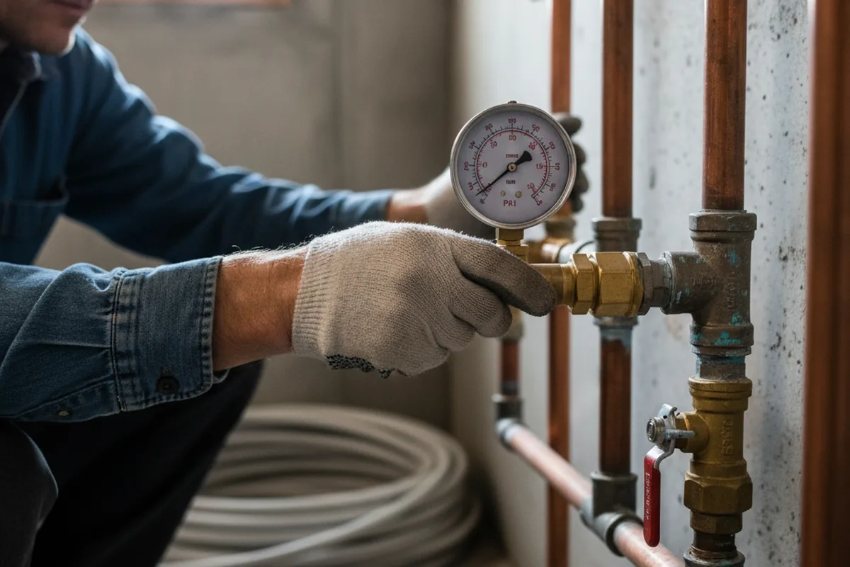 Pressure testing a repaired line during Water Line Repair in Altoona
